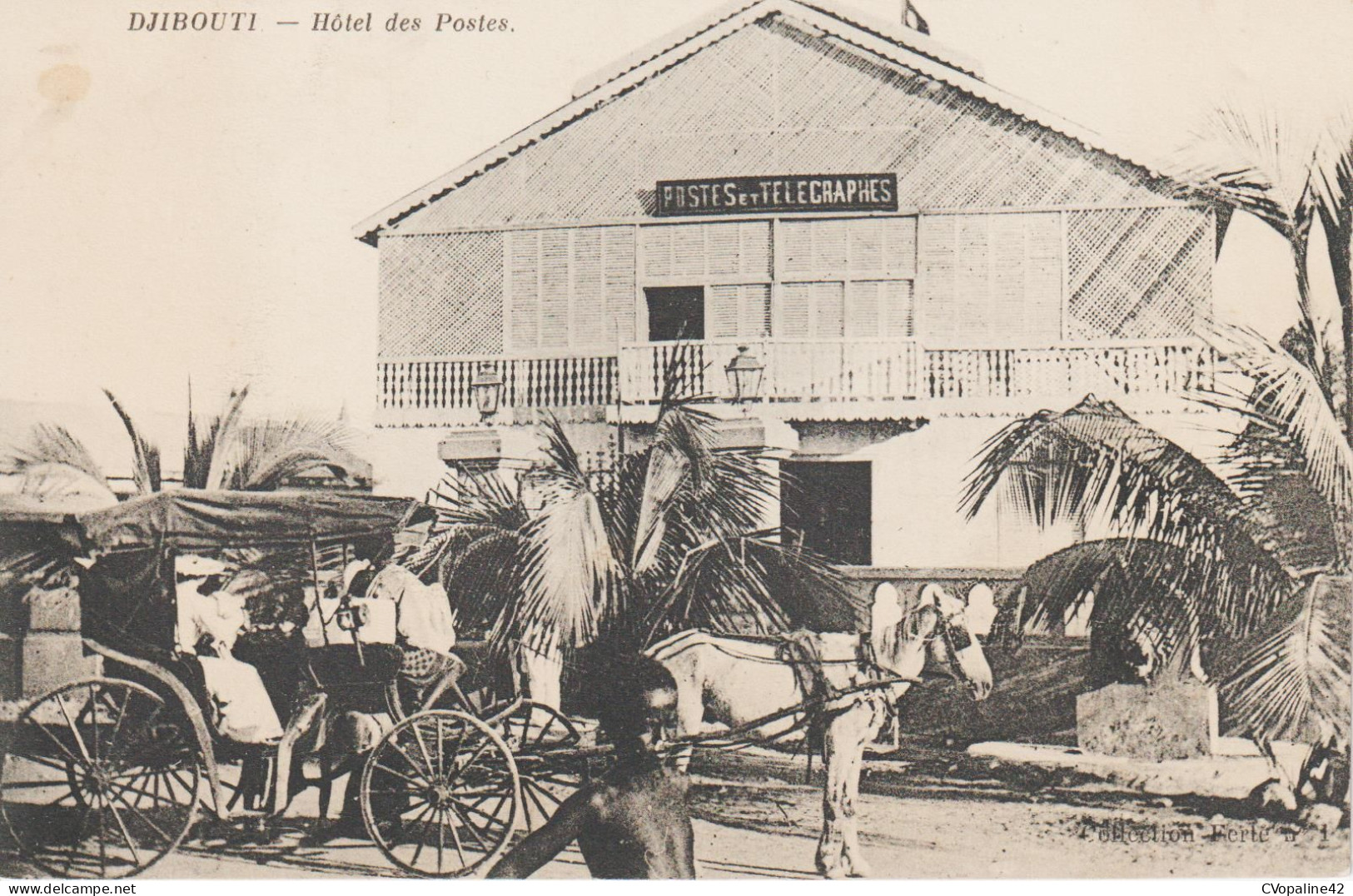 DJIBOUTI - Hôtel Des Postes (Attelage) , Au Dos Cachet Association Des Dames Françaises - Djibouti