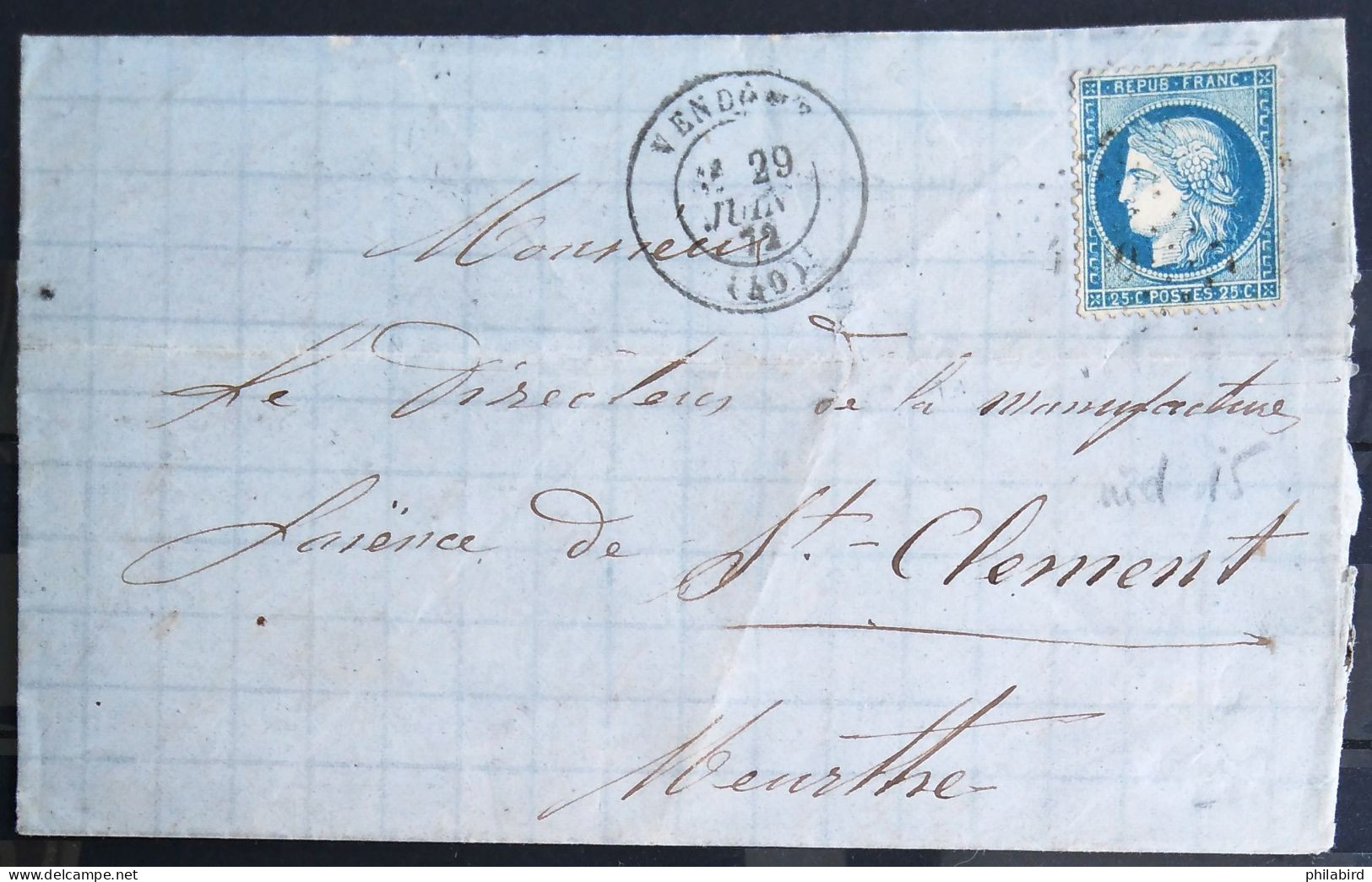 PC Du GC N° 4130 Et Cachet Type 17 - VENDOME -  LOIR ET CHER - LAC - 1872 - Indice 10 - Sonstige & Ohne Zuordnung