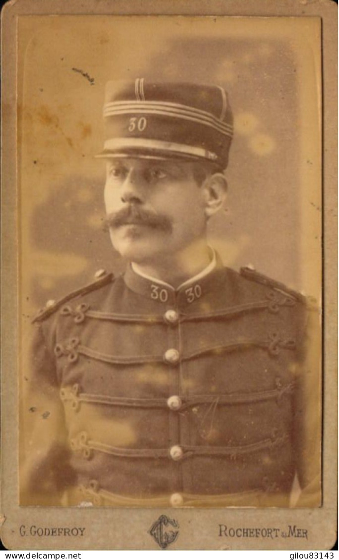 CDV, Militaire, Officier, Capitaine, 30e Regiment De Hussards, Photo G. Godefroy Rochefort Sur Mer - War, Military