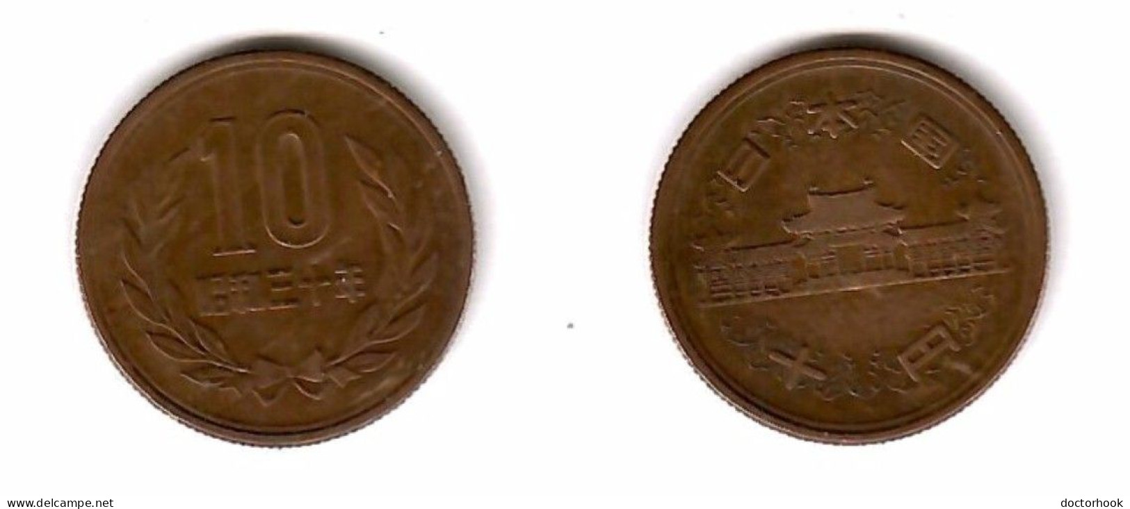 JAPAN   10 YEN 1955 (Year 30) (Y# 73) #7838 - Japon