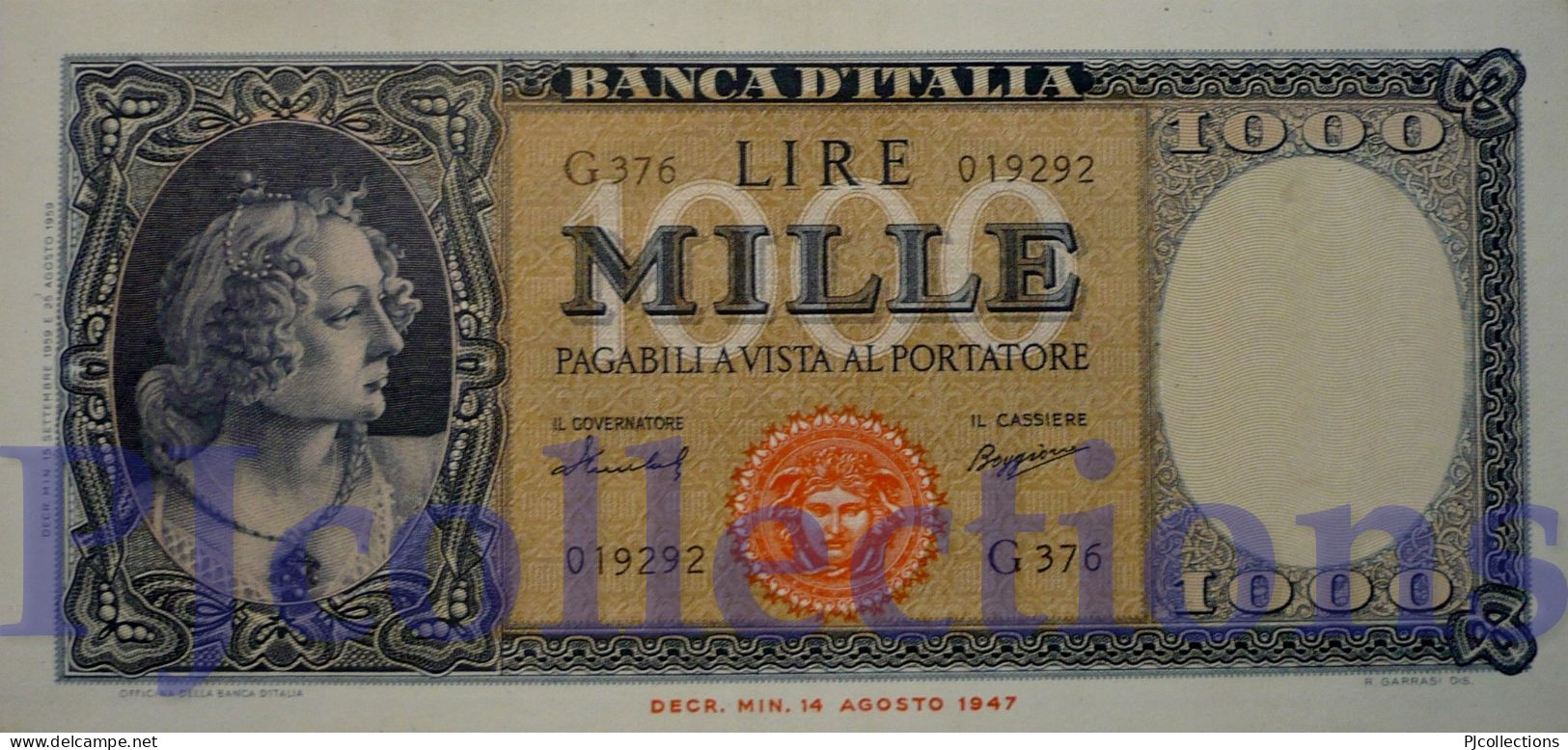 ITALIA - ITALY 1000 LIRE 1959 PICK 88c AUNC - 1000 Lire
