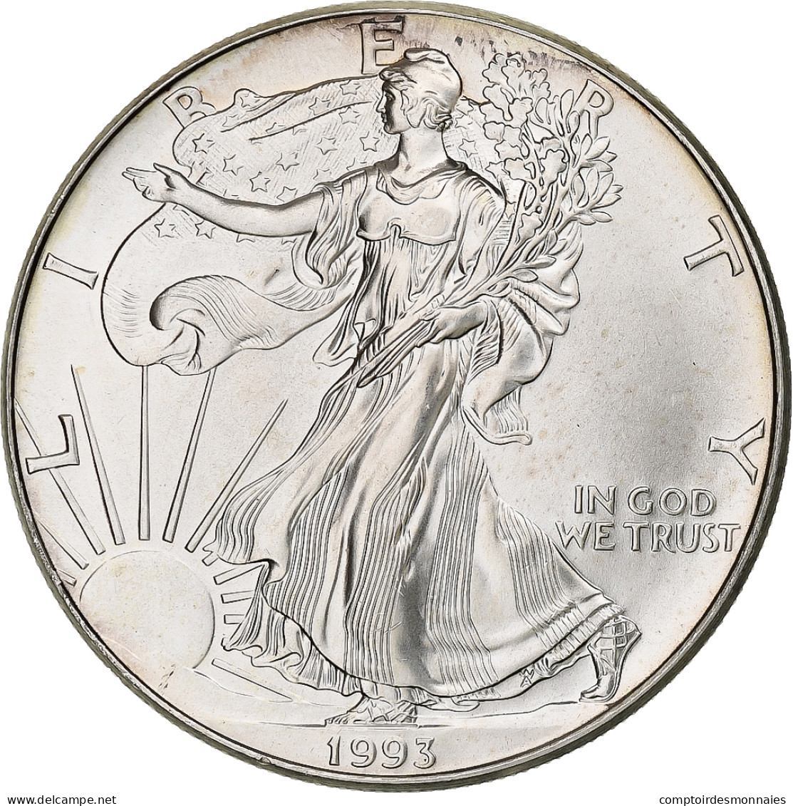 États-Unis, 1 Dollar, 1 Oz, Silver Eagle, 1993, Philadelphie, Argent, SPL+ - Zilver