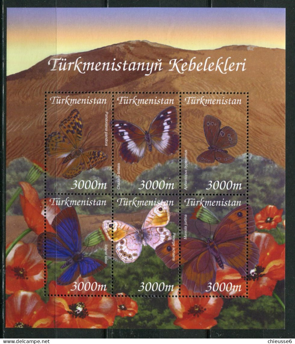 Turkmenistan ** N° 175 à 180 En Feuillet - Papillons - Turkménistan