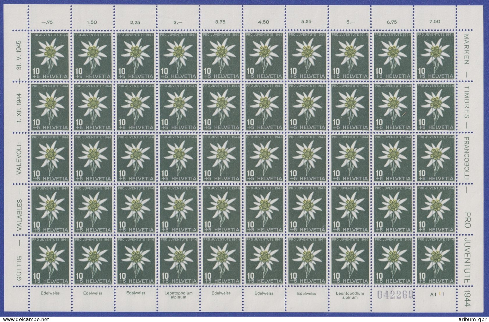 Schweiz 439-442 Postfrisch Als Bogen #NJ499 - Andere & Zonder Classificatie