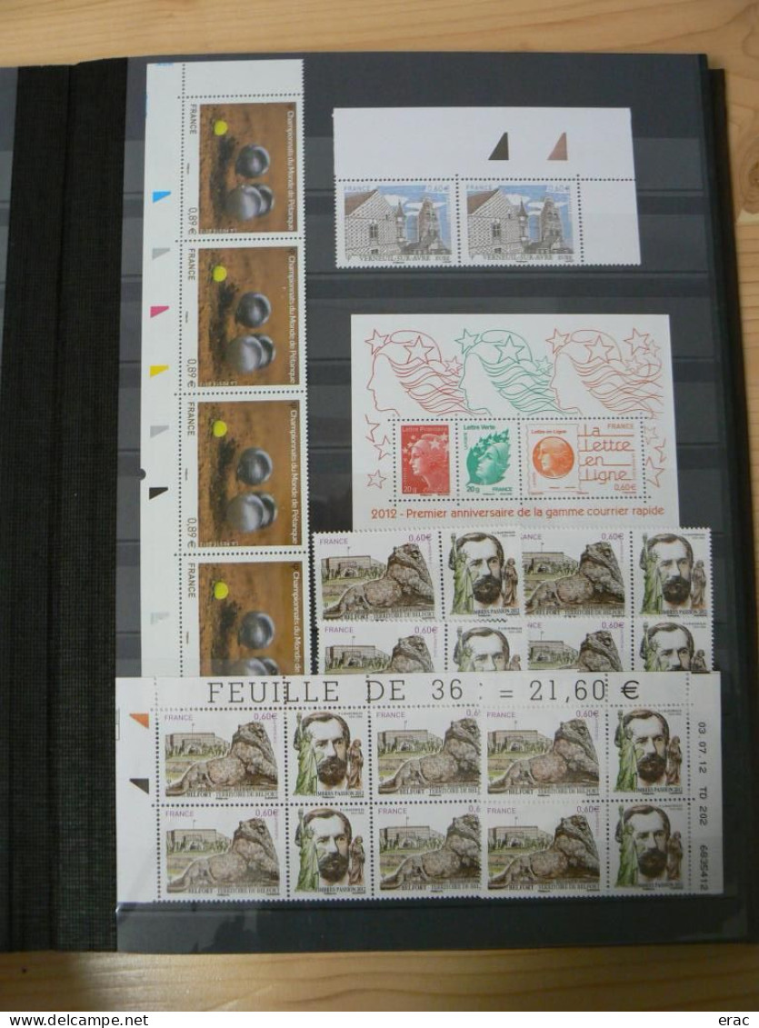 FRANCE - Album de timbres et feuillets années 2010 à 2014 neufs ** en multiples - Faciale : + 1000 €