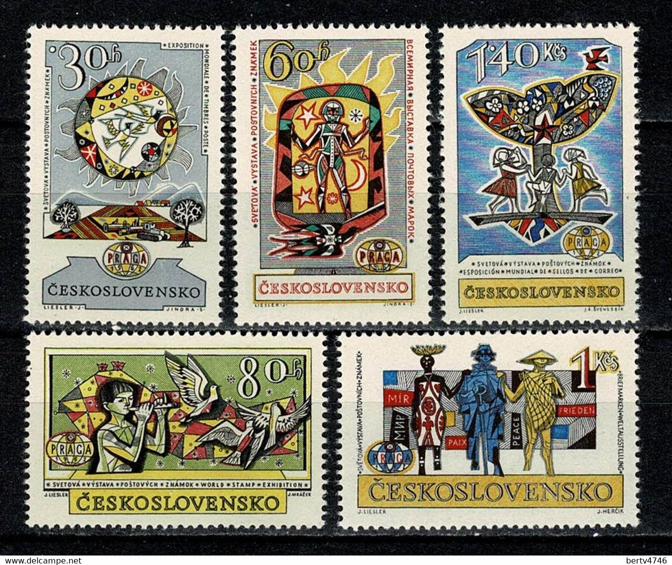 Tsjechoslowakije 1962 Yv 1230/34**, Mi 1355/59**, MNH - Neufs