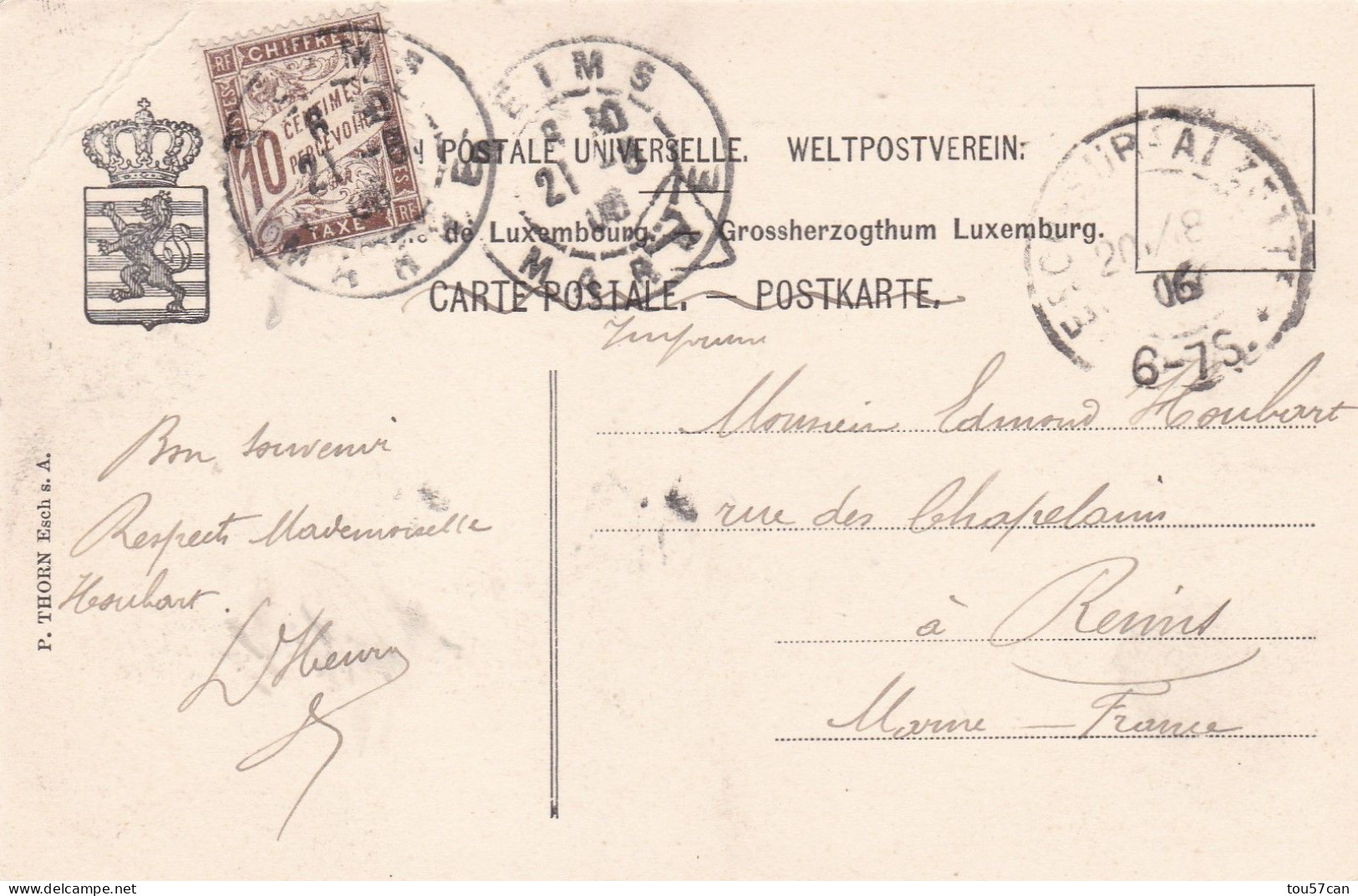 ESCH SUR ALZETTE  -  LUXEMBOURG  -  ALZETTSTRASSE   -   PEU  COURANTE  CPA  TRES  ANIMEE  - 1906  -  ENVOI  TAXE.  . - Esch-sur-Alzette