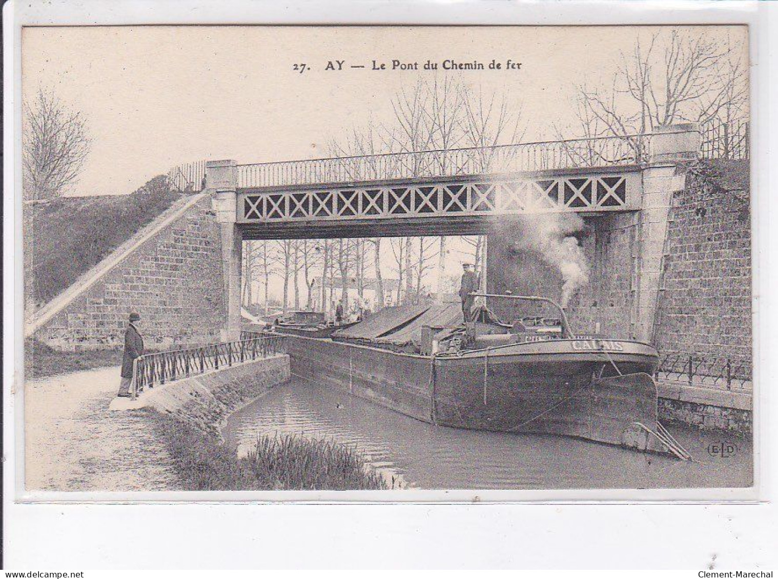 AY: Le Pont Du Chemin De Fer, Canal, Péniche - Très Bon état - Ay En Champagne