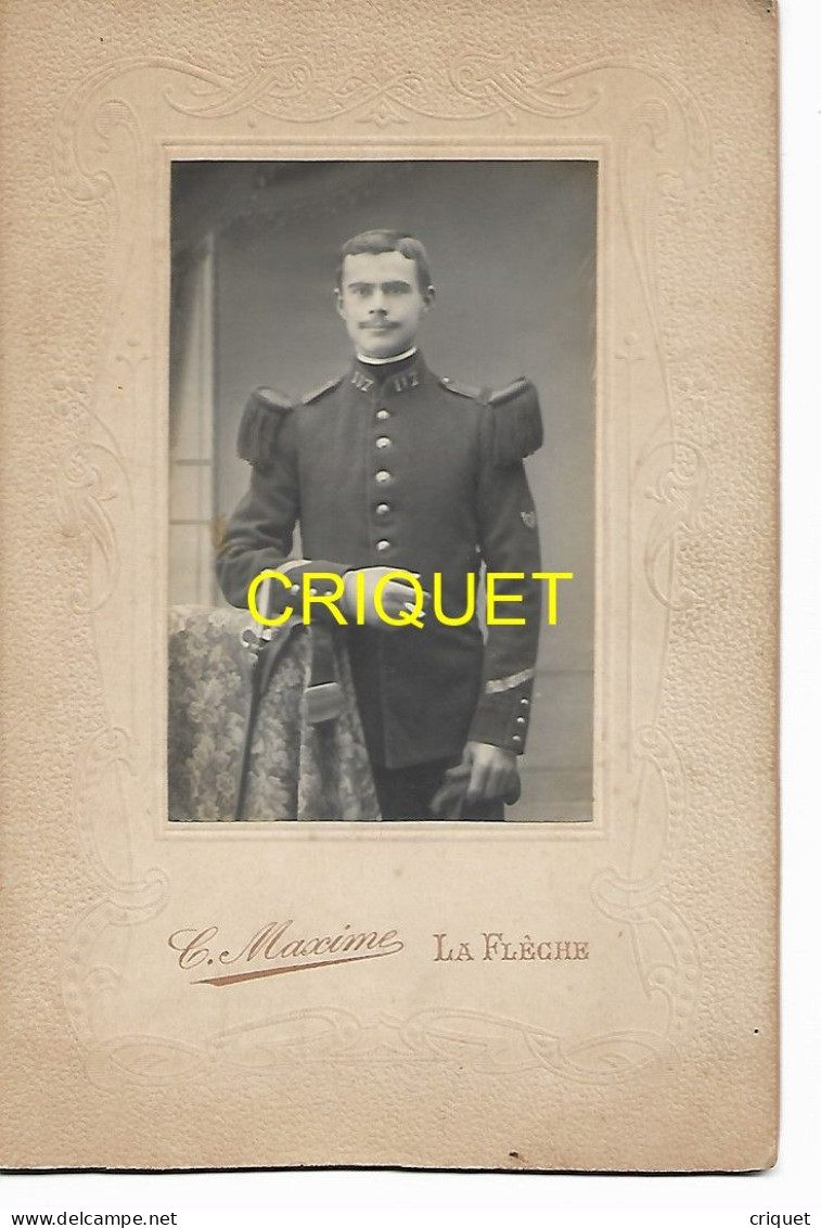 Photo Cdv Grand Format D'un Militaire Du 117ème, Phot. Maxime à La Flèche - War, Military