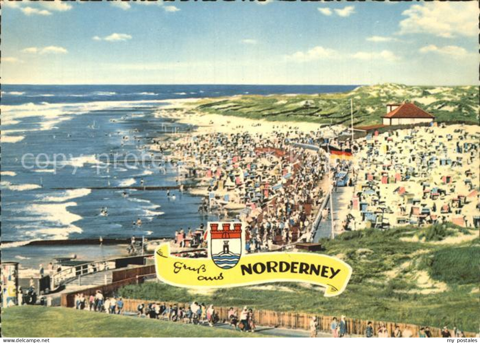 72231595 Norderney Nordseebad Fliegeraufnahme Mit Strandleben Norderney - Norderney