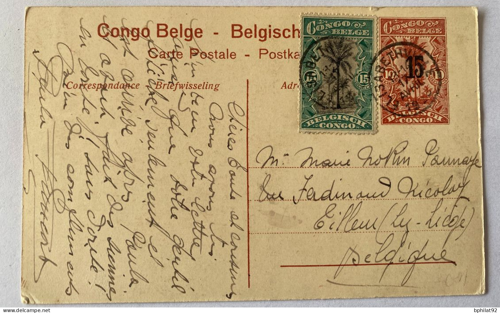 !!! CONGO, CPA DE 1925 AU DÉPART D'ELISABETHVILLE  POUR LA BELGIQUE. - Lettres & Documents