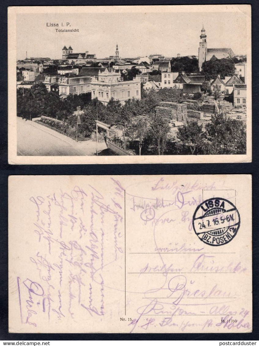 POLAND Lissa In Posen Leszno Postcard 1916 Birds Eye View. Feldpost (h418) - Posen