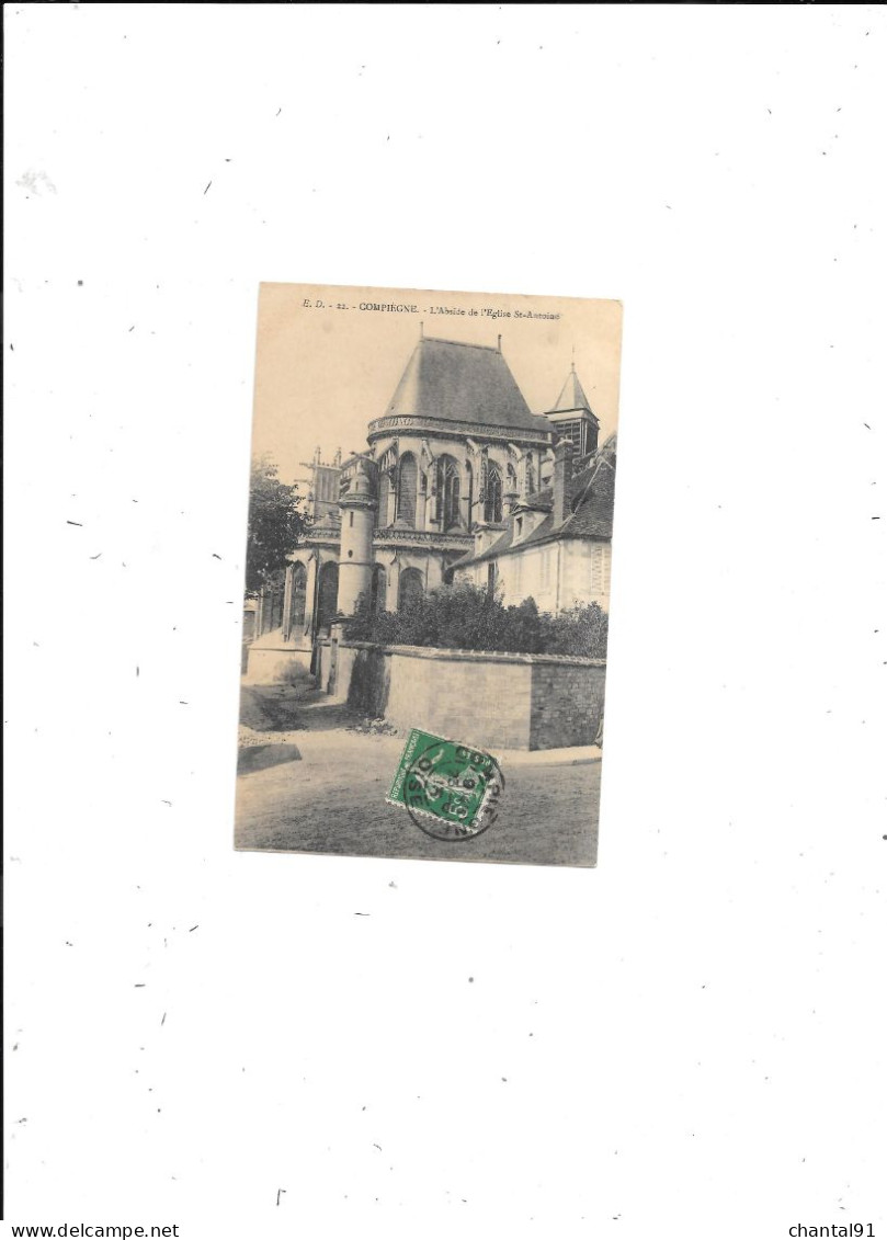 CARTE POSTALE 60 COMPIEGNE L'ABSIDE DE L'EGLISE SAINT ANTOINE VOYAGEE - Compiegne