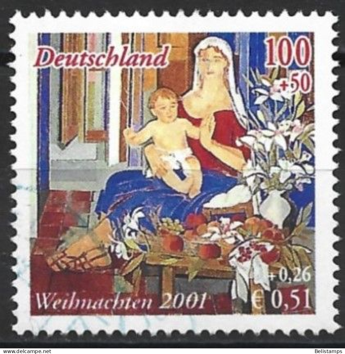 Germany 2001. Scott #B895 (U) Christmas, Madonna And Child, By Alfredo Roldan - Oblitérés