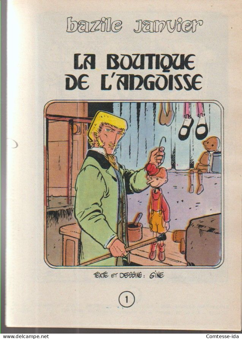 Mini-Bibliothèque:   "BAZILE JANVIER - LA BOUTIQUE DE L'ANGOISSE".    1981.  Texte Et Dessin: Gine - Spirou Magazine