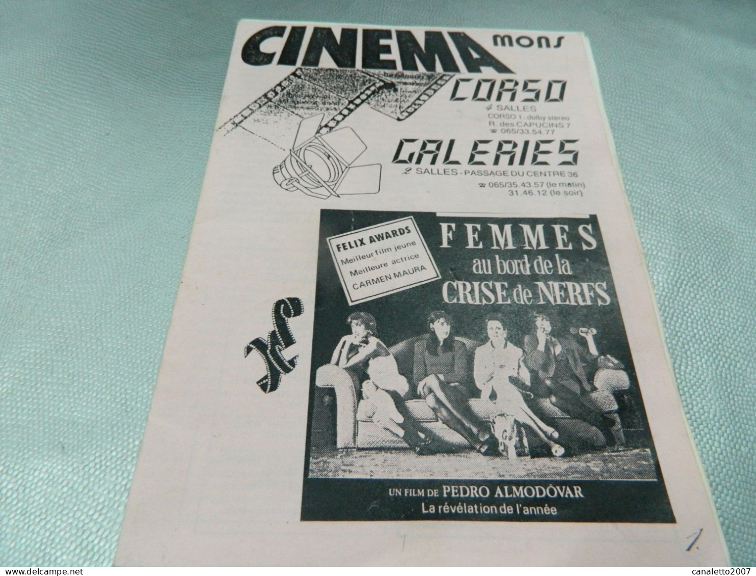 MONS+CINEMA :  PROGRAMMES DES CINEMA CORSO ET GALERIES  DES ANNEES 80 - Publicité Cinématographique