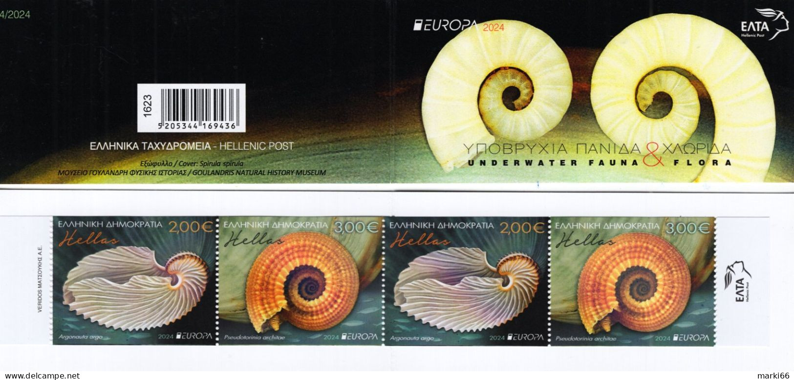 Greece - 2024 - Europa CEPT - Underwater Fauna & Flora - Mint Stamp BOOKLET With Varnish - Neufs