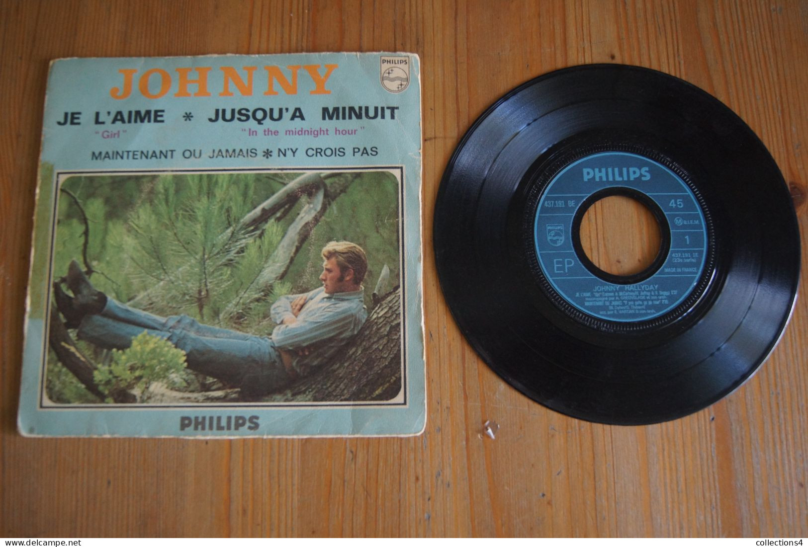 JOHNNY HALLYDAY  JE L AIME RARE EP 1966 VARIANTE POCHETTE PAPIER BEATLES BOB DYLAN VALEUR+ - 45 Rpm - Maxi-Singles