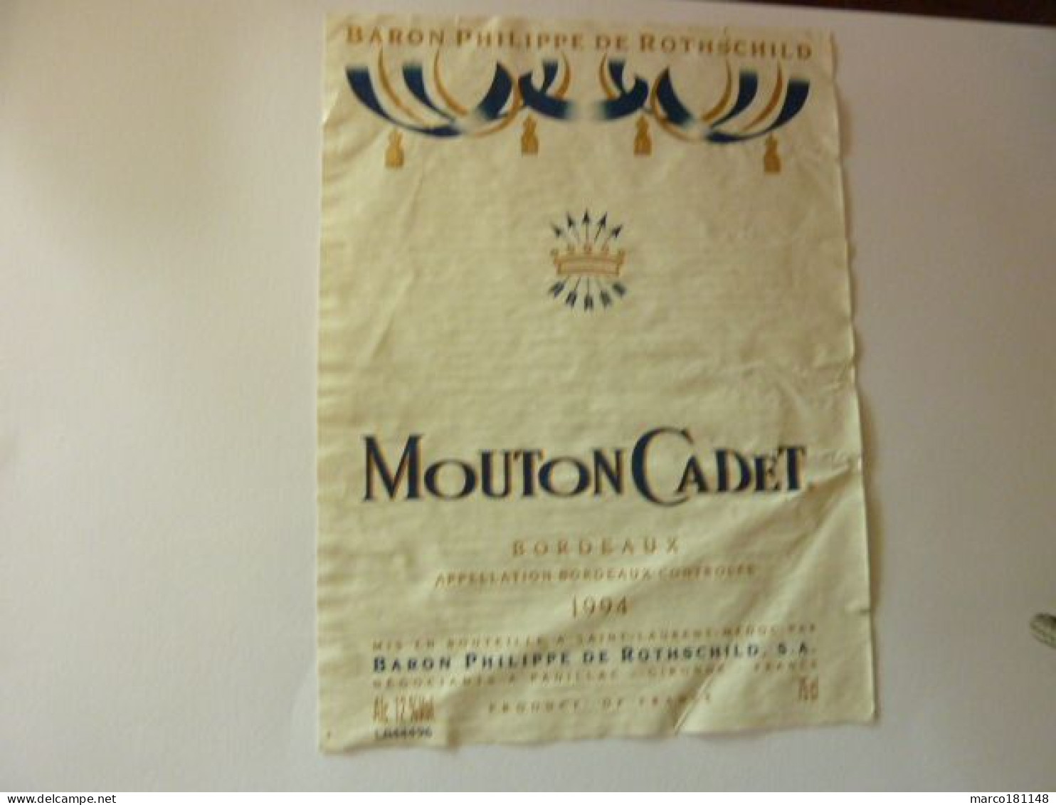 MOUTON CADET - Baron Philippe De Rothschild - 1994 - Bordeaux