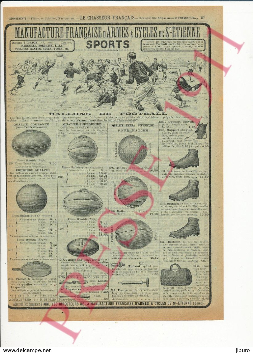 Vintage 1911 Sport Match De Rugby Ballon Football Ancien Chaussures Ballons - Publicités