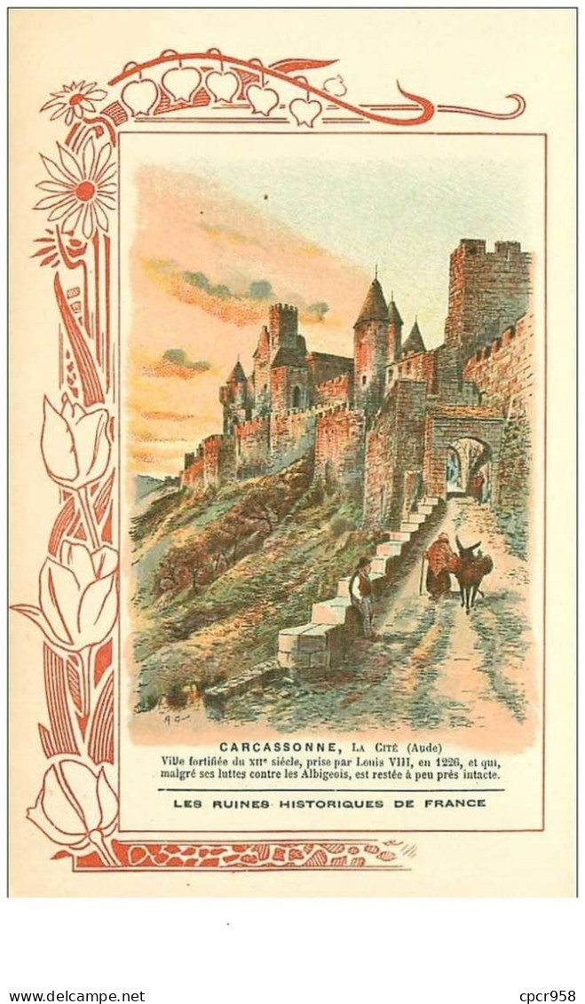 11.CARCASSONNE A CITE. N° 5.les Ruines Historiques De France.biscuits Rouchier-bazel Angouleme. - Carcassonne
