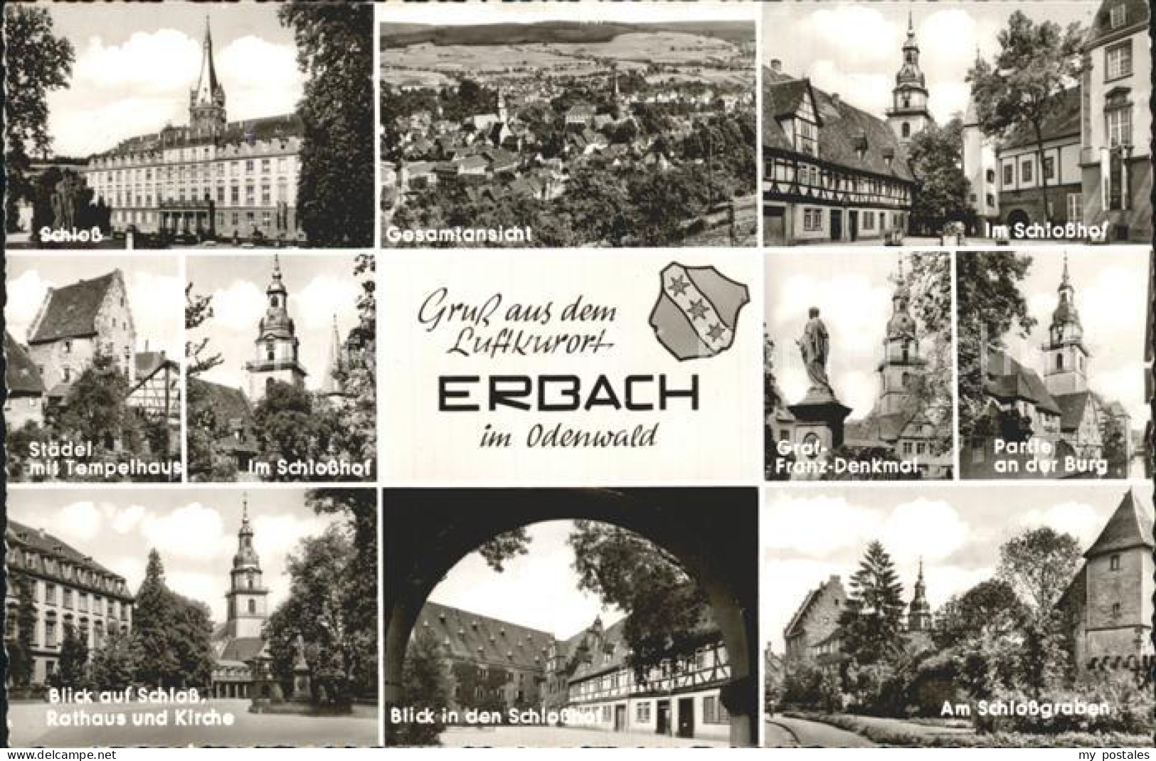 72229958 Erbach Odenwald Schloss Schlosshof Graf Franz Denkmal Burg Schlossgrabe - Erbach