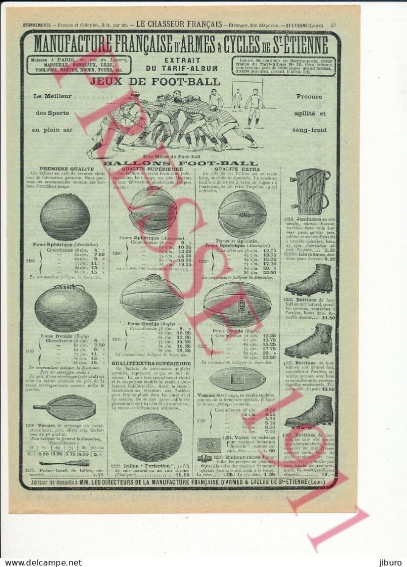 Vintage 1911 Sport Match De Rugby Mêlée De Foot-ball (rugby) Ballon Football Ancien Chaussures Ballons - Publicités