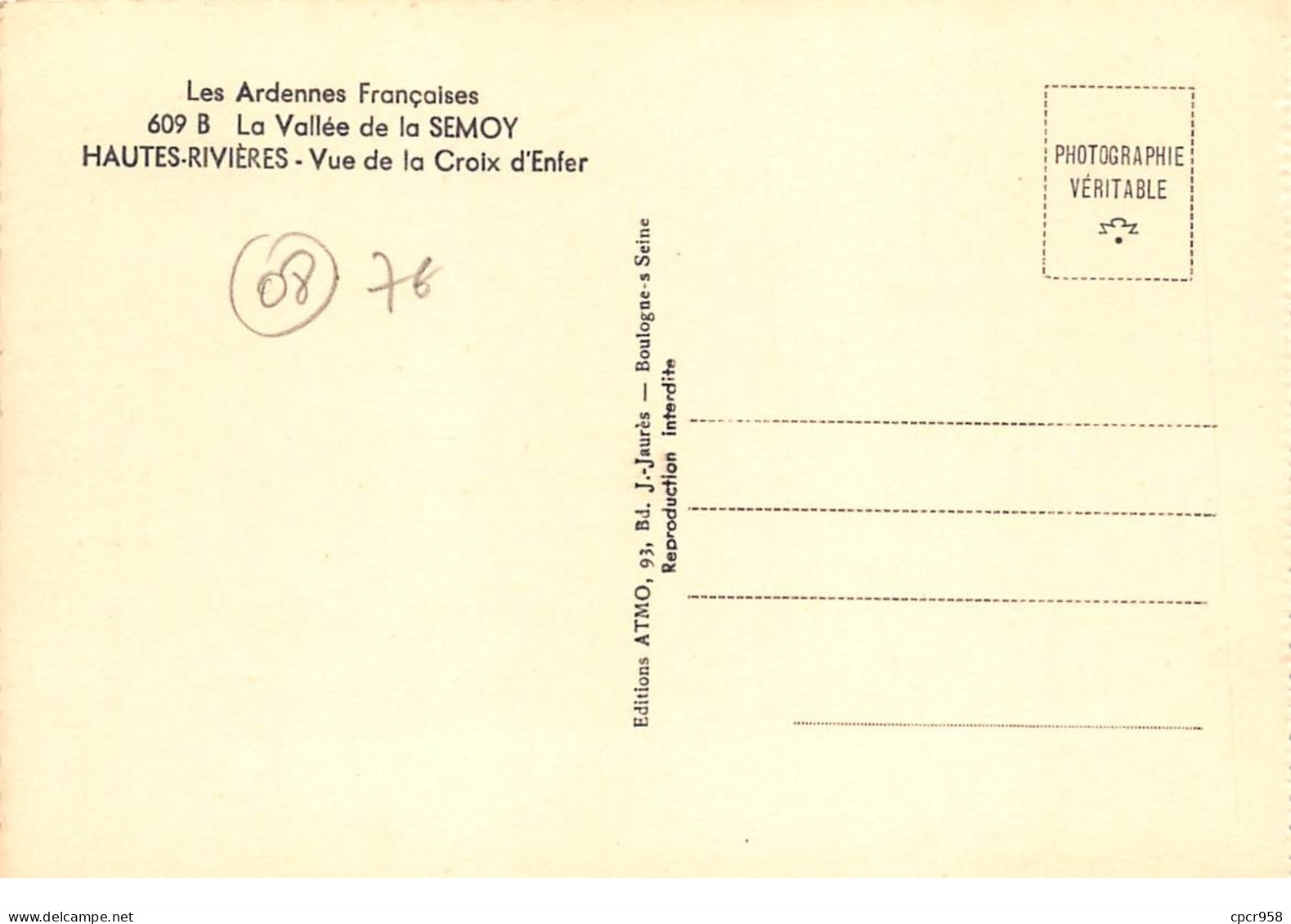 08 .n° 204146.hautes Rivières.la Vallée De La Semoy.vue De La Croix D'enfer. Cpsm - 15 X 10.5 Cm - Sonstige & Ohne Zuordnung