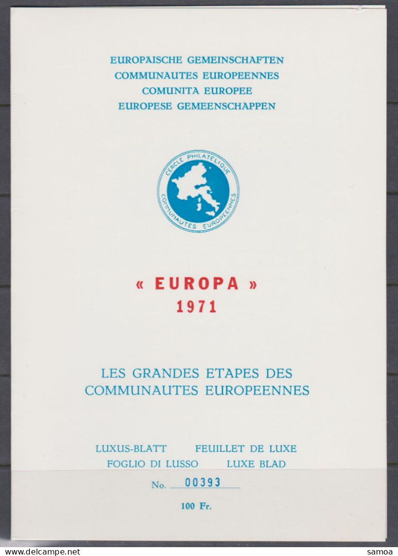 Belgique FS 1971 1578-79 Europa Feuillet De Luxe Les Grandes Étapes Des Communautés Européennes - Gedenkdokumente