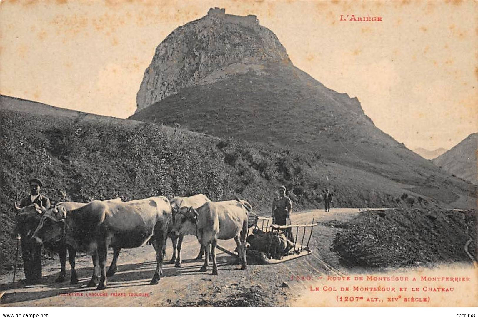 09 - MONTSEGUR - SAN27694 - Route De Montségur à Montferrier - Le Col De Montségur Et Le Château - Agriculture - Autres & Non Classés