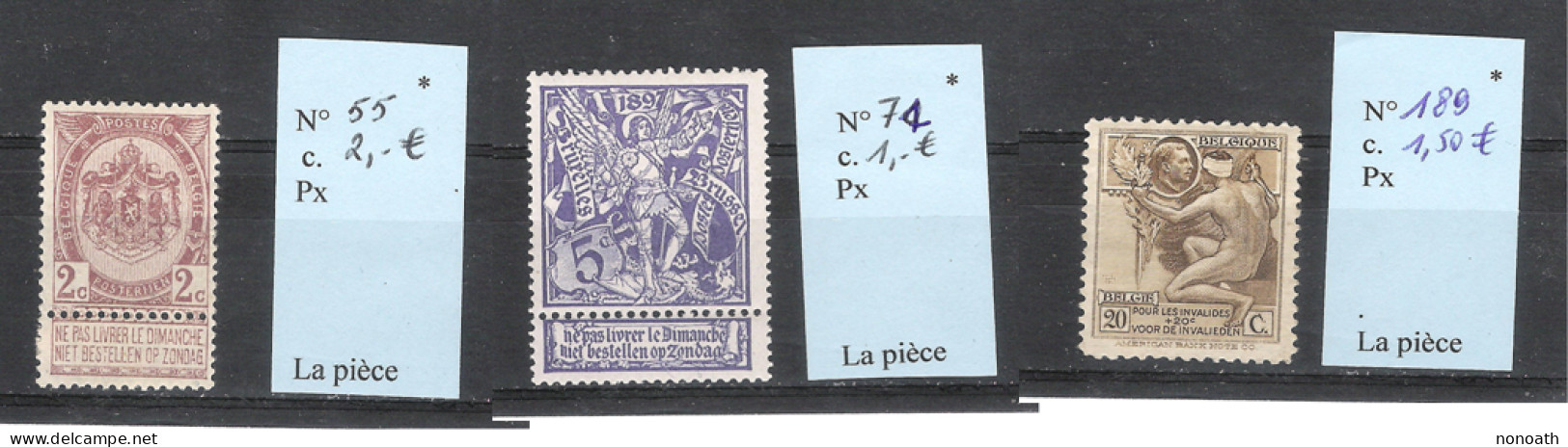 Belgique -  YT N°55* + YT N°71* + YT N°189*  (valeur 4,50€) - Colecciones