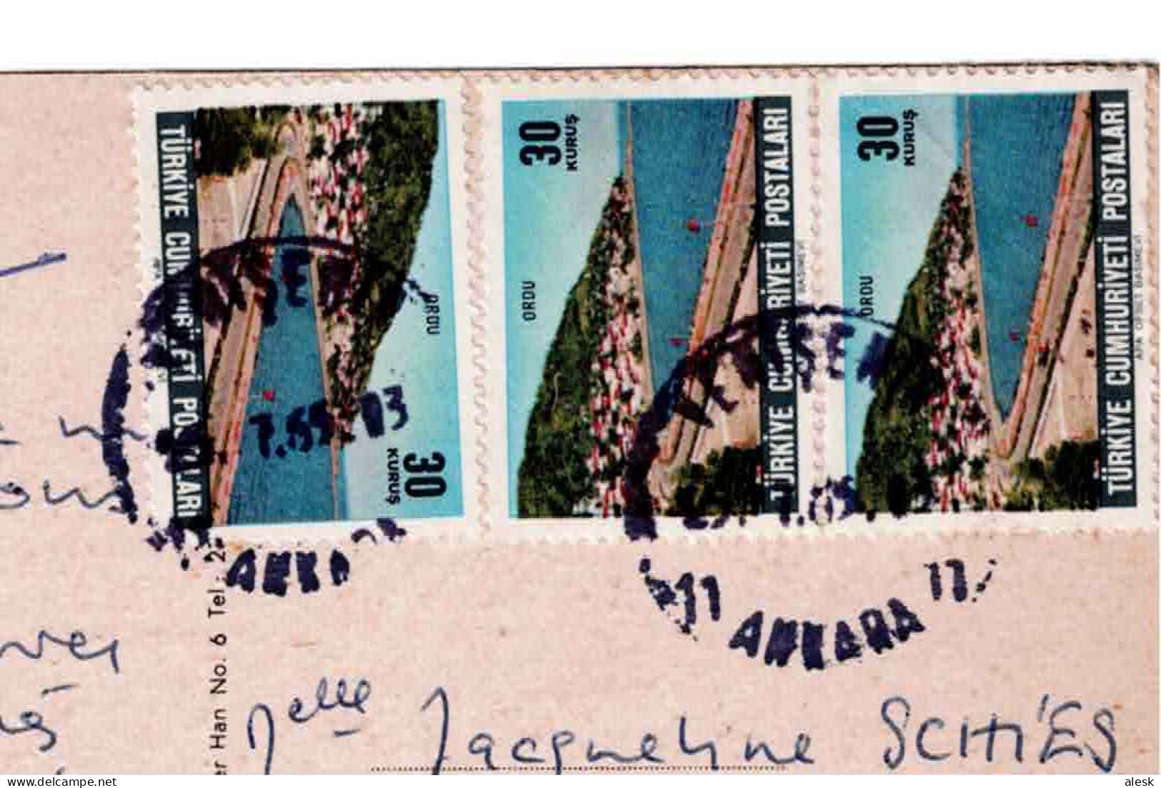 TURQUIE N°1727 X3 (y&t) Ankara 25 Juillet 1965 Pour Belle-Isle - CP Istanbul - Lettres & Documents