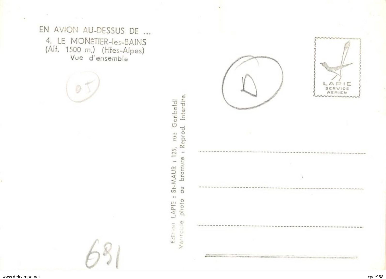05 . N°sac10050 . Le Monetier-les-bains . Vue D'ensemble N°4 . En Avion Au Dessus De . Cpsm 10X15 Cm . Lapie - Autres & Non Classés