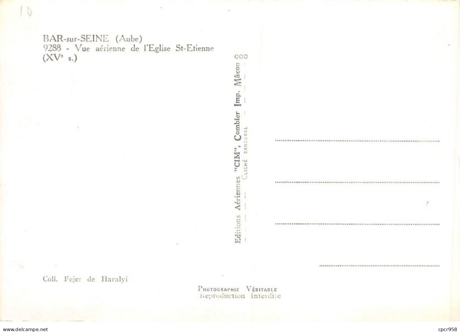 10 . N° Kri10142 . Bar-sur-seine . Vue Aerienne De L'eglise St-etienne. N°9288. Edition Combier . Cpsm 10X15 Cm . - Bar-sur-Seine