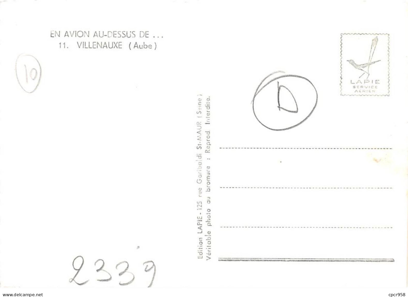 10 . N°sac10188 . Villenauxe . N°11 . En Avion Au Dessus De . Cpsm 10X15 Cm . Lapie - Autres & Non Classés