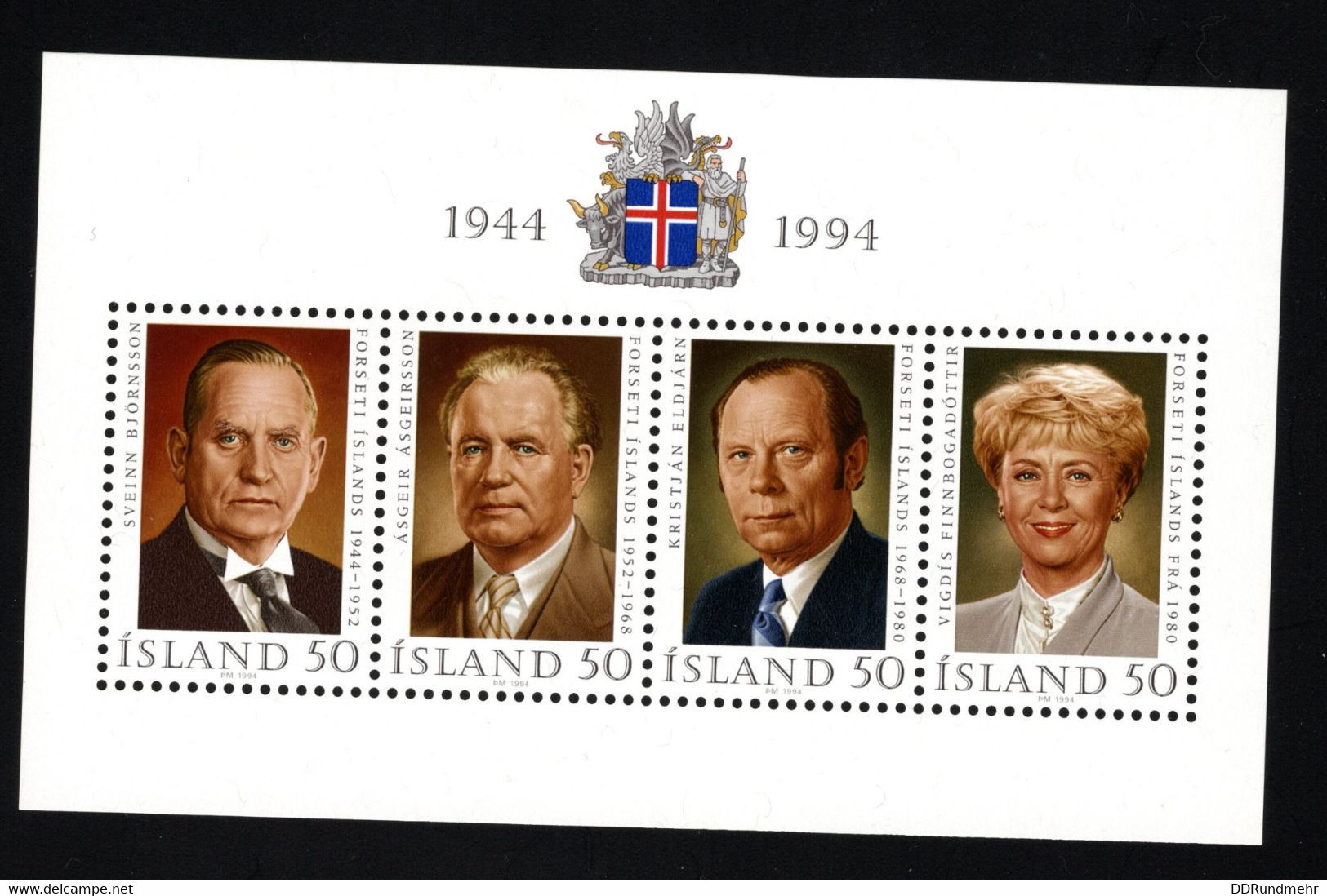 1994 Presidents Of Island Mi IS BL16  Sn IS 788  Sg IS MS829 AFA IS 798 Xx MNH - Blocks & Kleinbögen