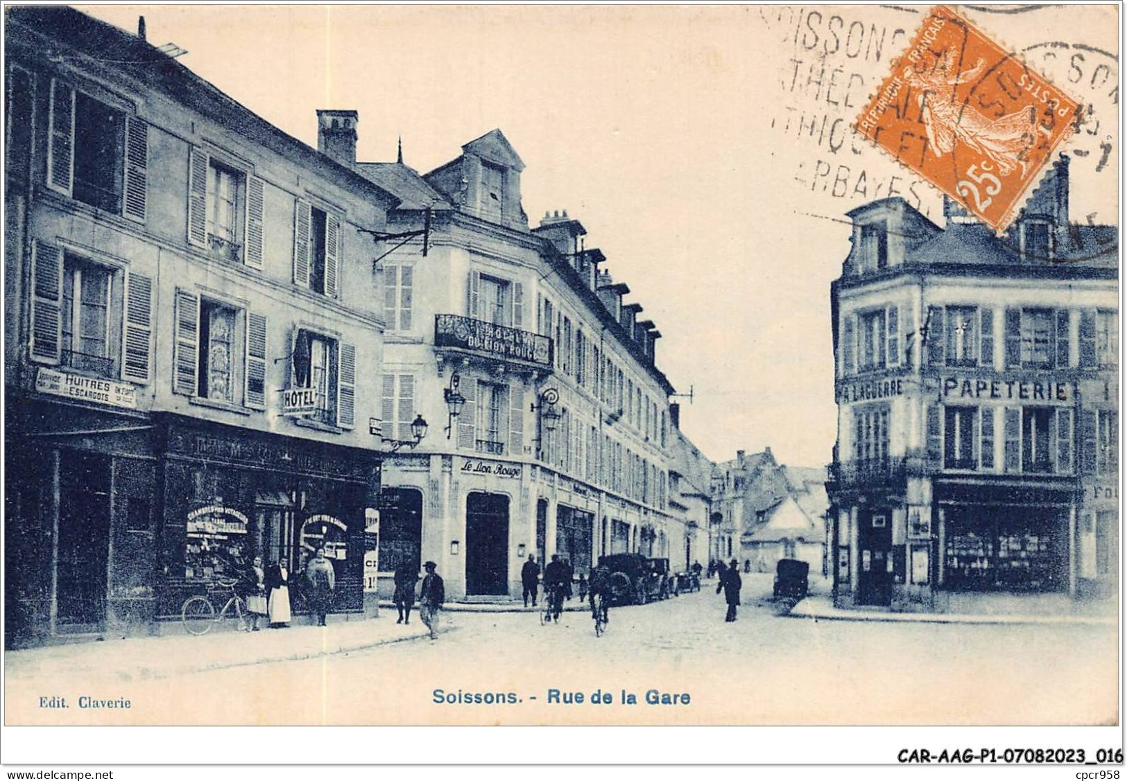 CAR-AAGP1-02-0009 - SOISSONS - Rue De La Gare - Hotel, Papeterie - Soissons