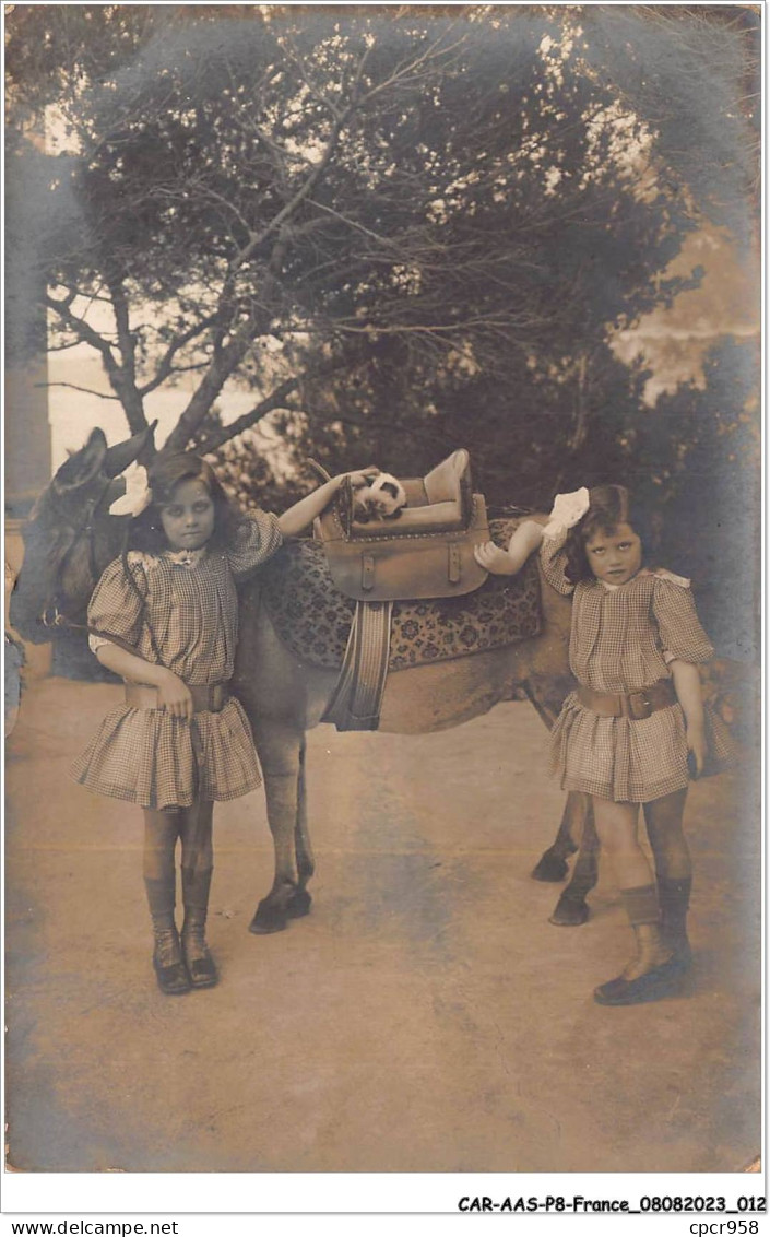 CAR-AASP8-0545 - FRANCE - CARTE PHOTO - LES ENFANTS ET UN ANE - Sonstige & Ohne Zuordnung