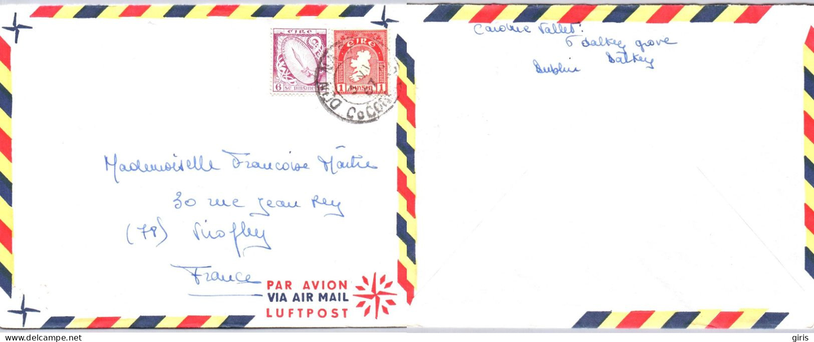 Irlande - Lettre - Départ Dalkey - Pour Viroflay - Air Mail - Autres & Non Classés