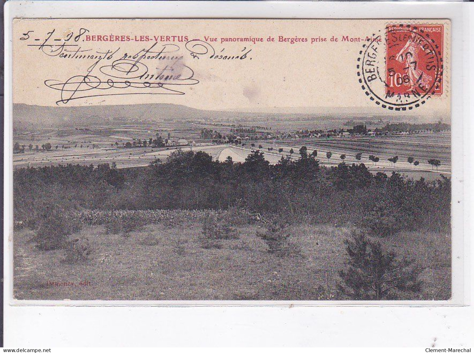 BERGERES-les-VERTUS: Vue Panoramique De Bergères Prise De Mont-aimé - Très Bon état - Andere & Zonder Classificatie