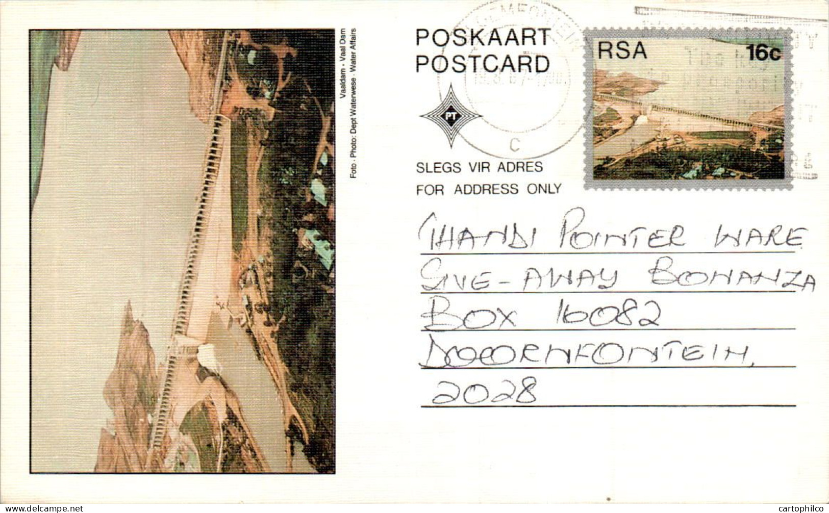 RSA South Africa Postal Stationery Dam To Doornfontein - Covers & Documents