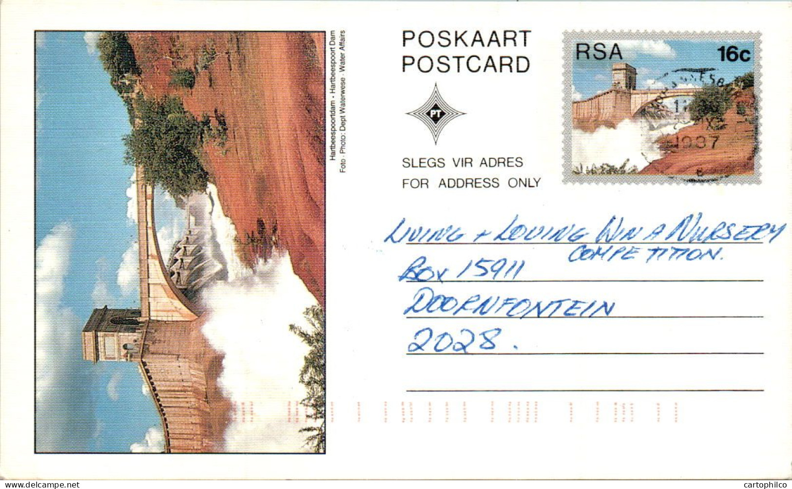 RSA South Africa Postal Stationery Dam To Doornfontein - Covers & Documents