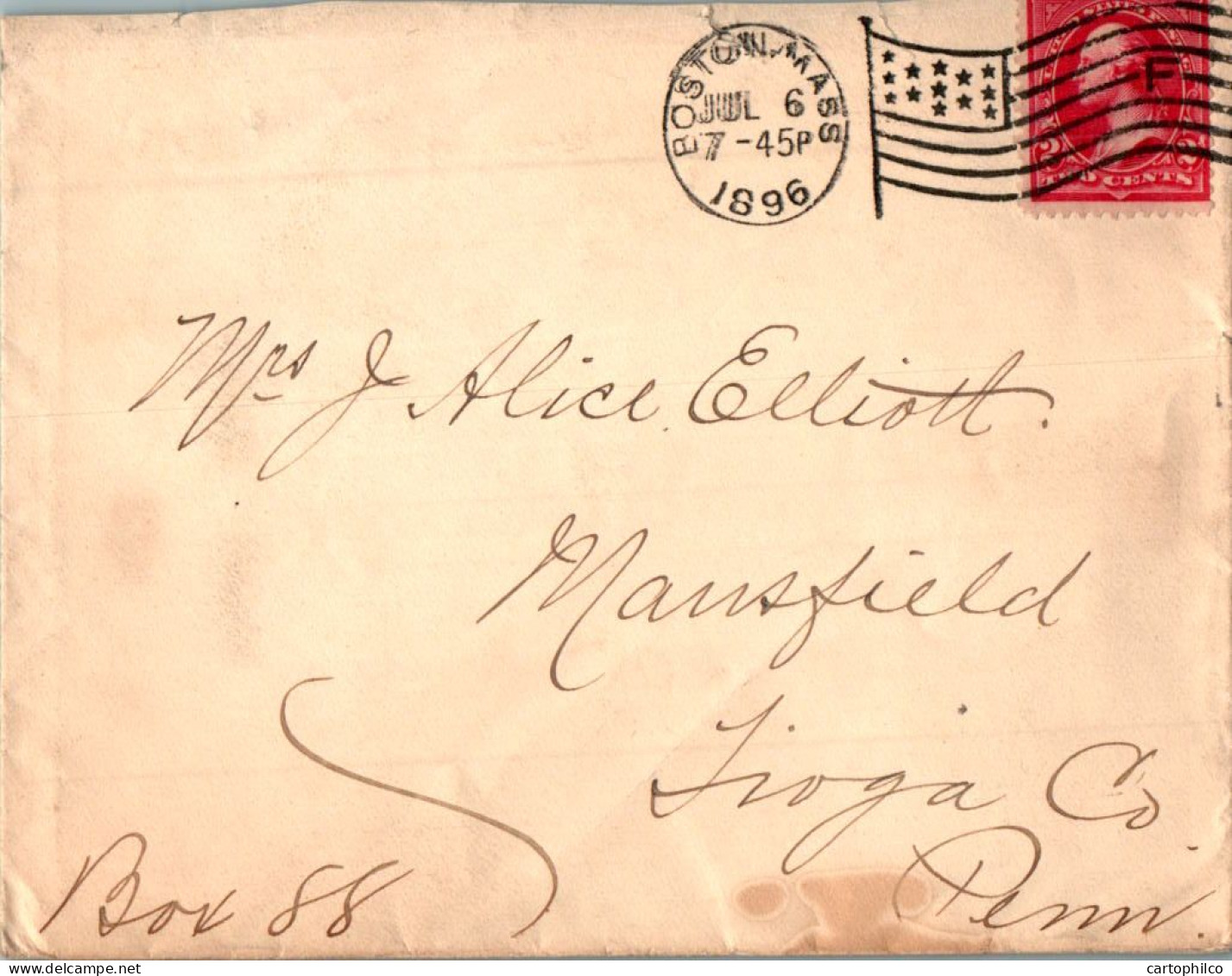 US Cover 2c 1896  For Mansfield Tioga Penn - Briefe U. Dokumente