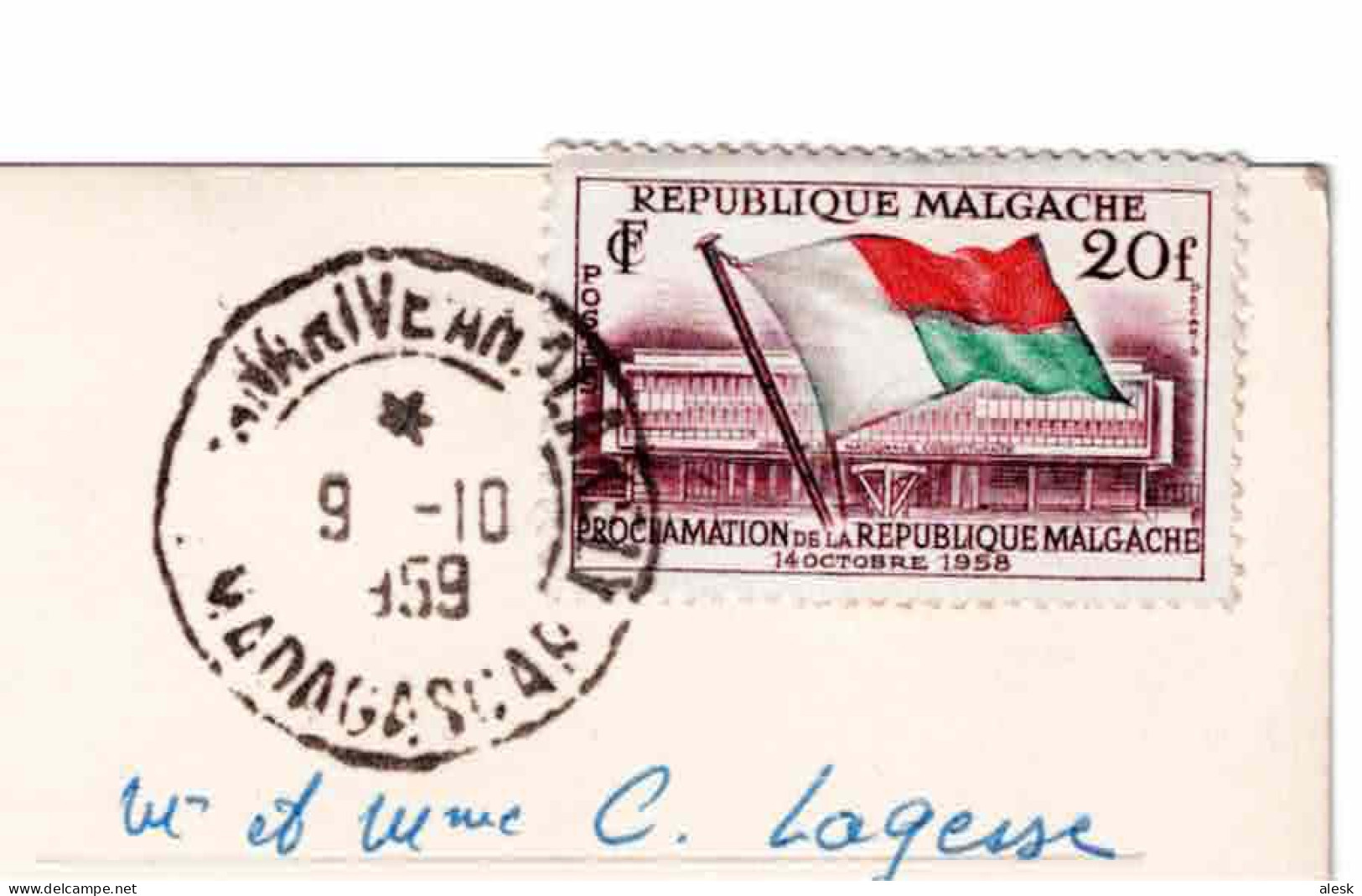 MADAGASCAR N°338 (y&t) Tananarive 9 Octobre 1959 Pour Metz - CP Crocodile - Madagascar (1960-...)