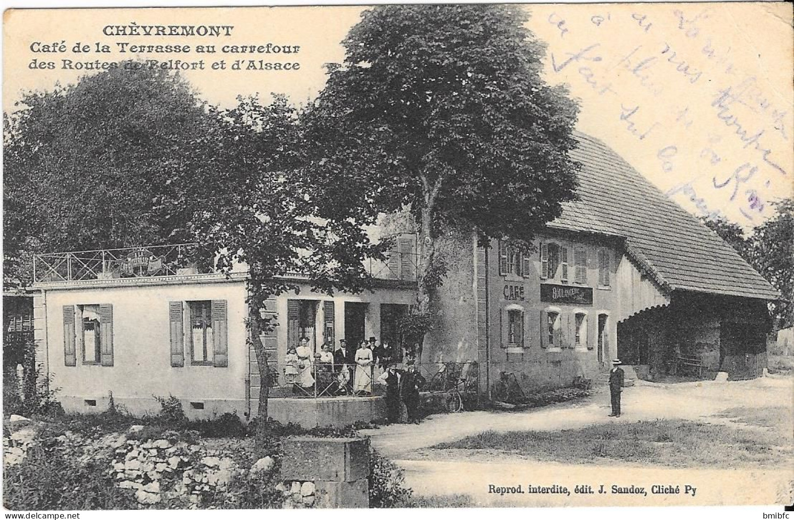 CHÈVREMONT - Café De La Terrasse Au Carrefour Des Routes De Belfort Et D'Alsace - Andere & Zonder Classificatie