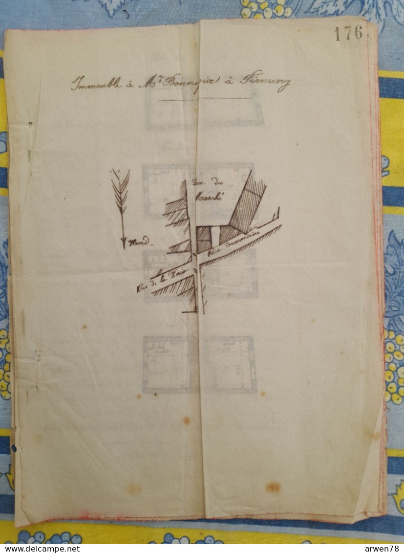 FIRMINY PLAN ET ETAT DES LIEUX D'UN IMMEUBLE PLACE DU MARCHE 1898 GENEALOGIE BONNEFOY - 1800 – 1899