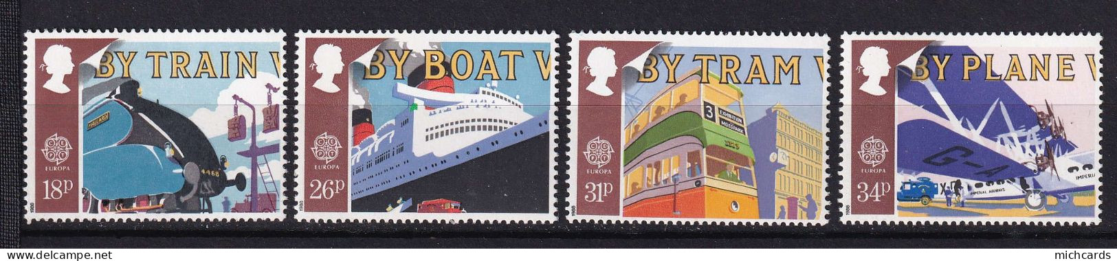 196 GRANDE BRETAGNE 1988 - Y&T 1311/14 - Train Navire Tramway Aeroplane - Neuf ** (MNH) Sans Charniere - Unused Stamps