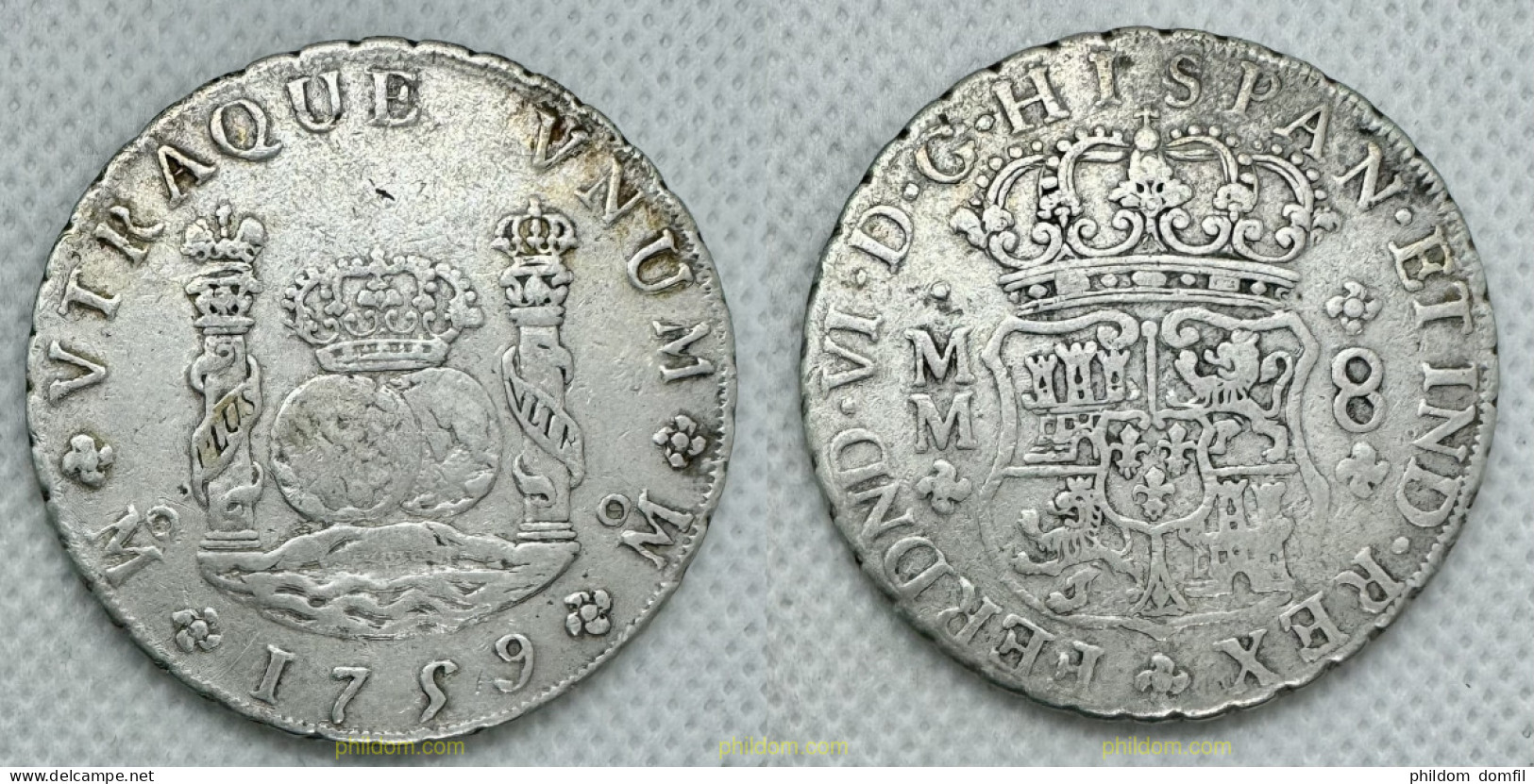 3903 ESPAÑA 1759 FERNANDO VI 8 REALES 1759 MM MEXICO COLUMNARIO - Collections