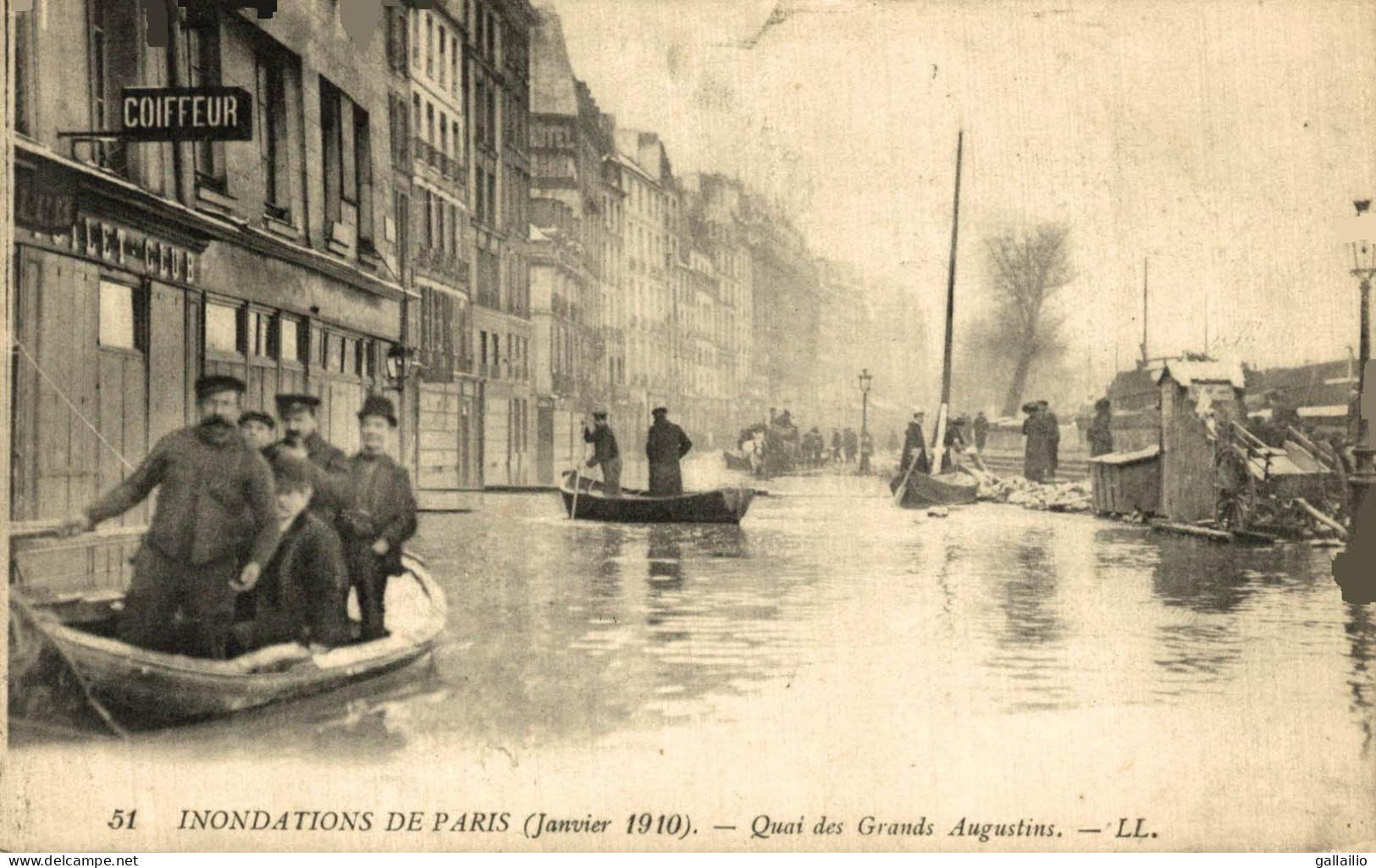 INONDATIONS DE PARIS QUAIS DES GRANDS AUGUSTINS - Paris Flood, 1910