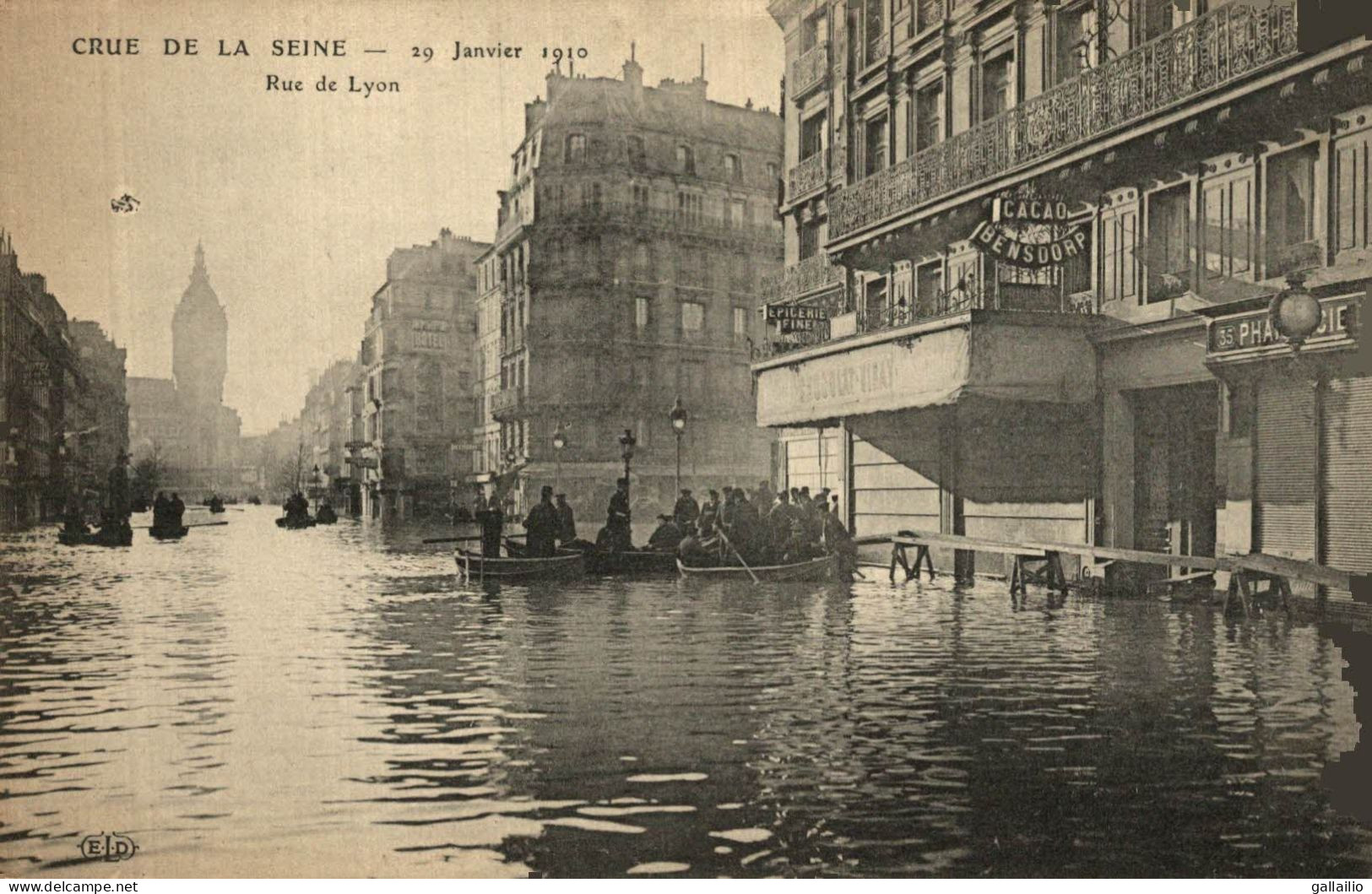 PARIS CRUE DE LA SEINE RUE DE LYON - Paris Flood, 1910